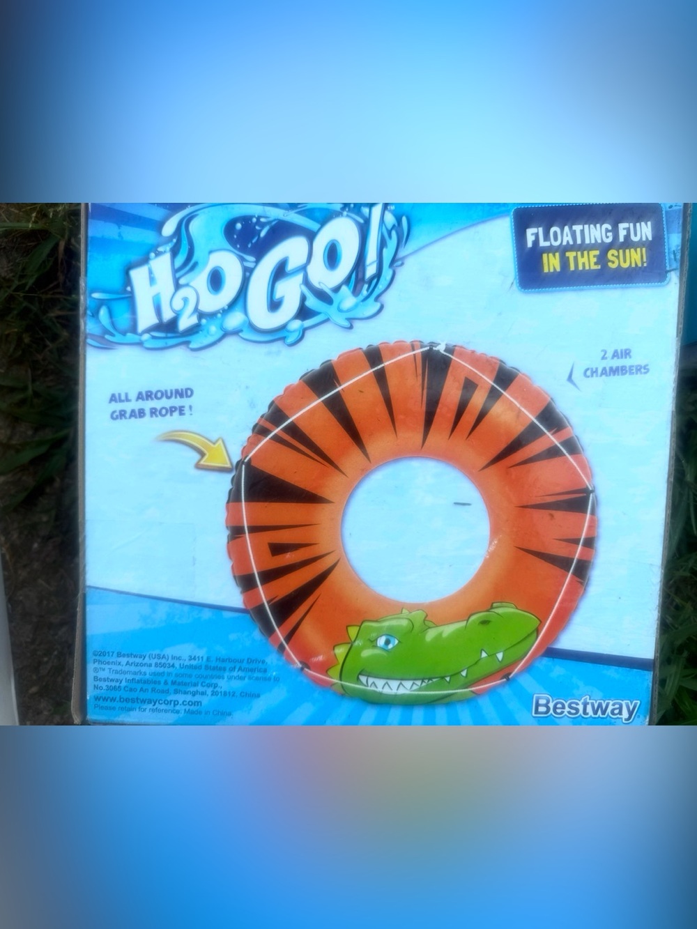 H2O GO! Alligator Tiger Stripe Swim Ring - Orange
